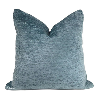 Naia Rainy Blue Textured Chenille Pillow Cover - Aloriam
