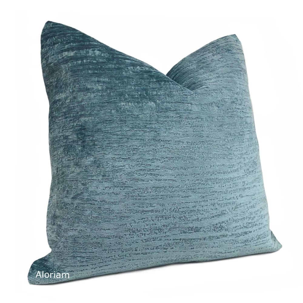 Naia Rainy Blue Textured Chenille Pillow Cover - Aloriam