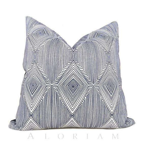 Nate Berkus Navy Blue White Geometric Diamond Pattern Pillow Cover Cushion Pillow Case Euro Sham 16x16 18x18 20x20 22x22 24x24 26x26 28x28 Lumbar Pillow 12x18 12x20 12x24 14x20 16x26 by Aloriam