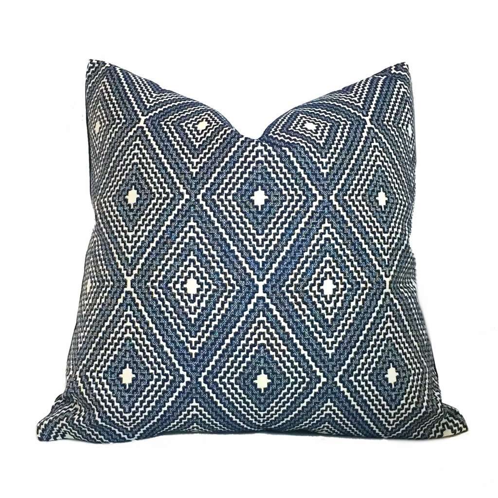 Navy Blue Diamond Geometric Pillow Cover