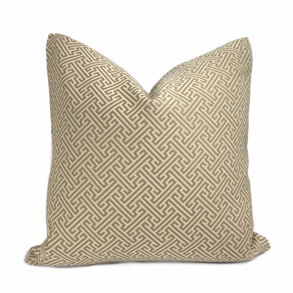 Naxos Taupe Brown Beige Greek Key Pillow Cover - Aloriam