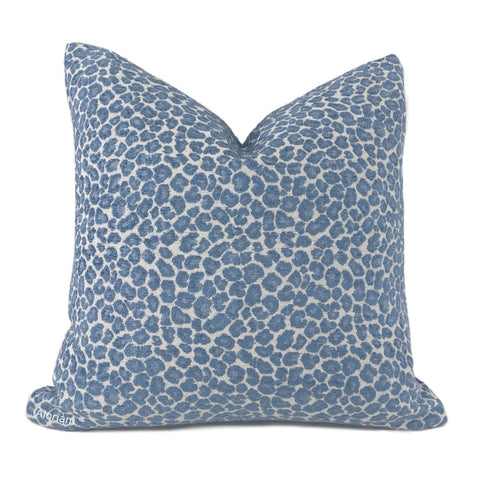 Niobe Cornflower Blue Leopard Spots Chenille Pillow Cover - Aloriam