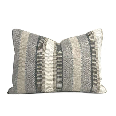 Ogilvie Neutral Earth Tones Textured Stripe Pillow Cover Cushion Pillow Case Euro Sham 16x16 18x18 20x20 22x22 24x24 26x26 28x28 Lumbar Pillow 12x18 12x20 12x24 14x20 16x26 by Aloriam