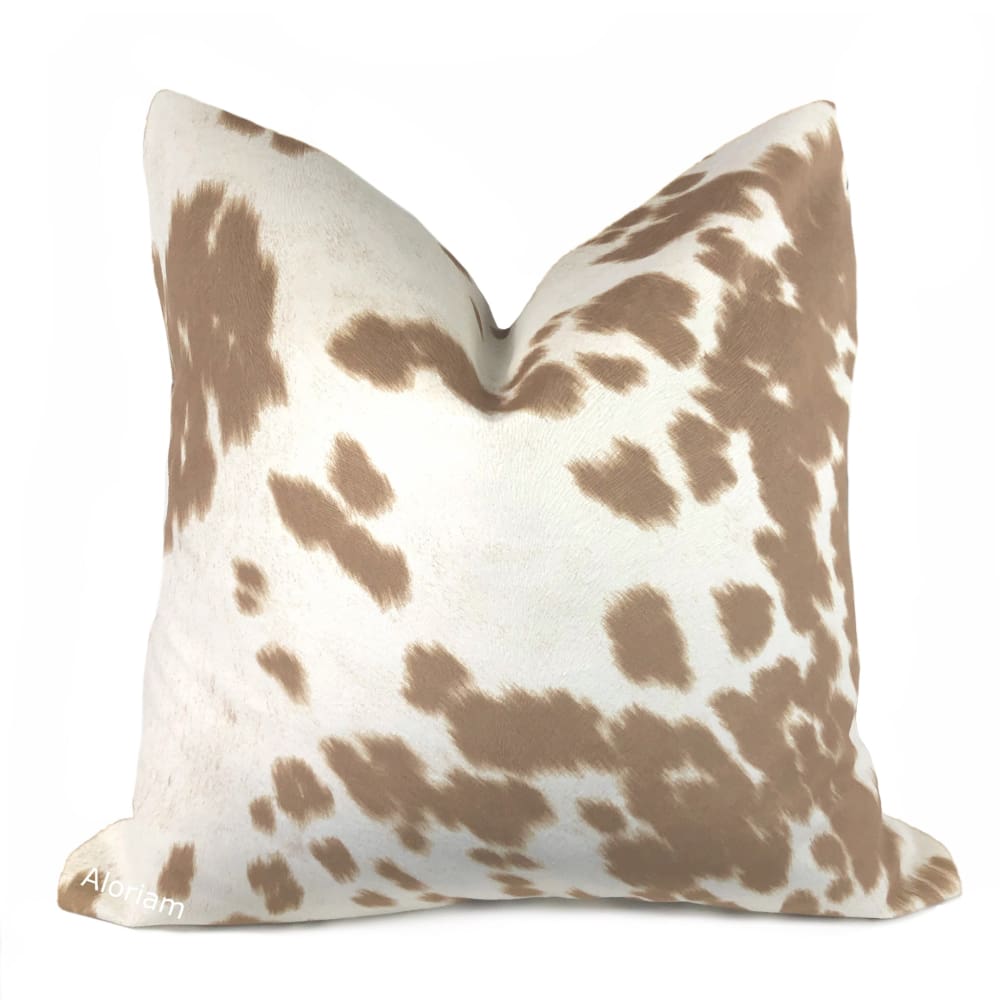 Palomino Faux Cowhide Brown Cream Pillow Cover - Aloriam