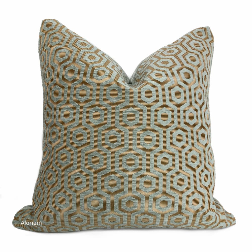 Pascal Seafoam Green Honeycomb Lattice Chenille Pillow Cover - Aloriam