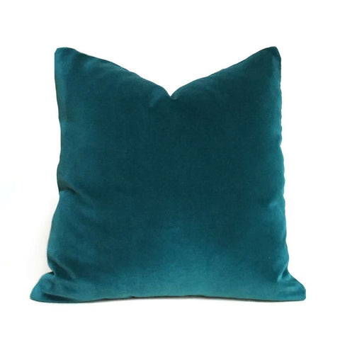 Peacock Teal Blue Green Robert Allen Exquisite Cotton Velvet Pillow Cover