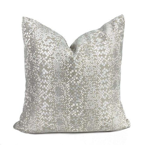 Pearlescent Python Snakeskin Gray Beige Taupe Pillow Cover