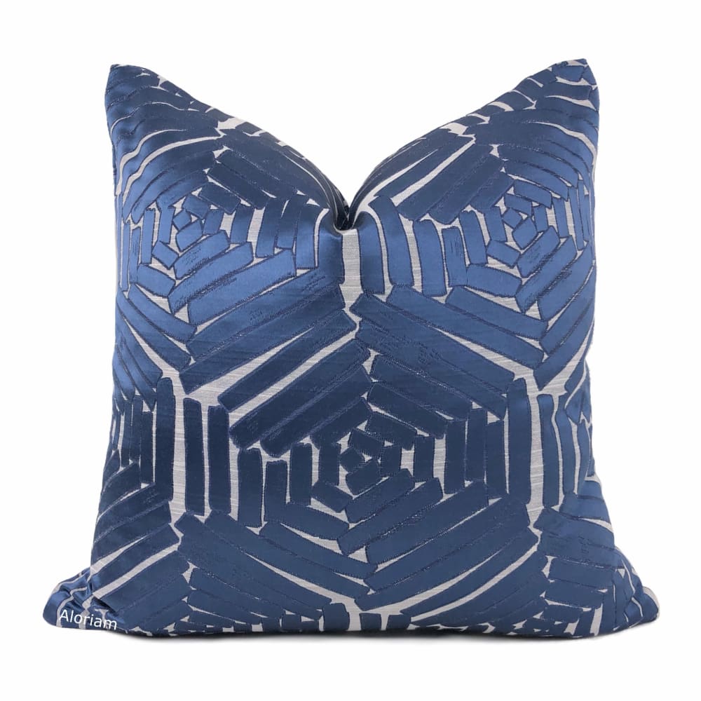 Percival Blue Gray Freeform Hexagons Pillow Cover - Aloriam