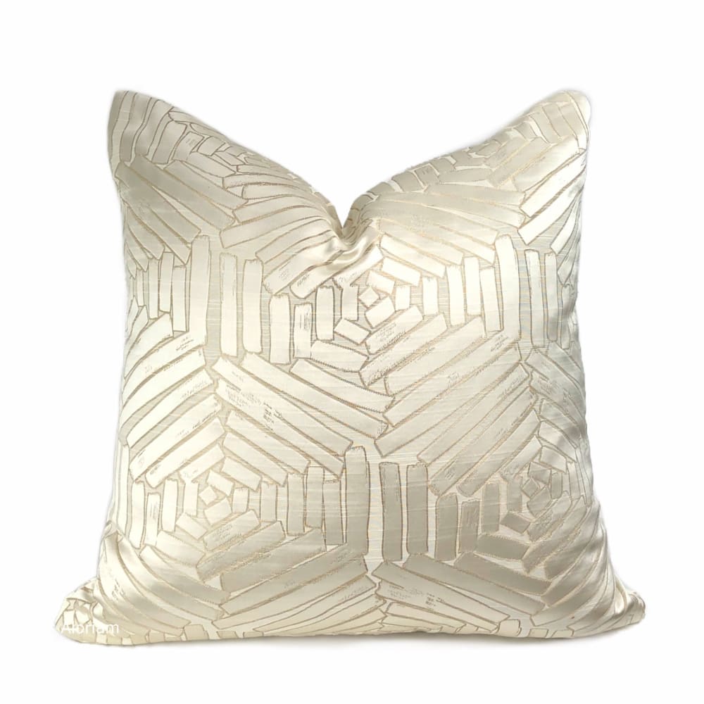 Percival Cream & Gold Freeform Hexagons Pillow Cover - Aloriam