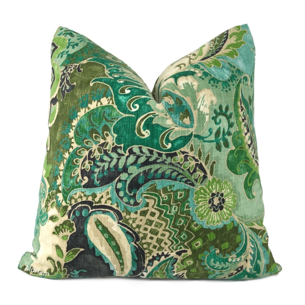 Persephone Green Multicolor Floral Print Pillow Cover - Aloriam