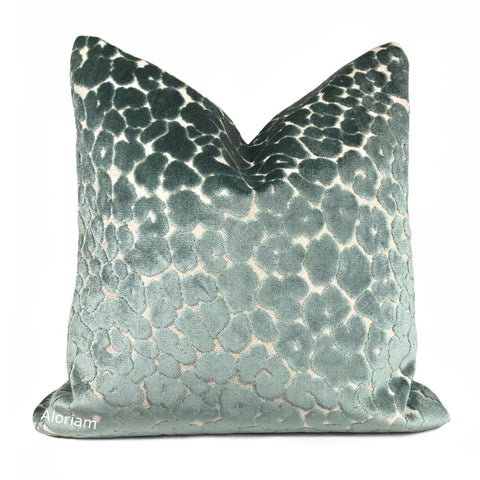 Phoebe Mineral Green Leopard Velvet Pillow Cover - Aloriam