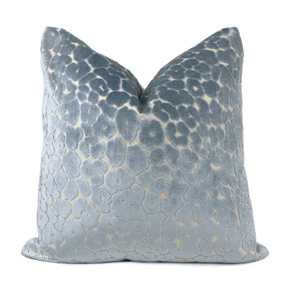 Phoebe Spa Blue Leopard Velvet Pillow Cover - Aloriam