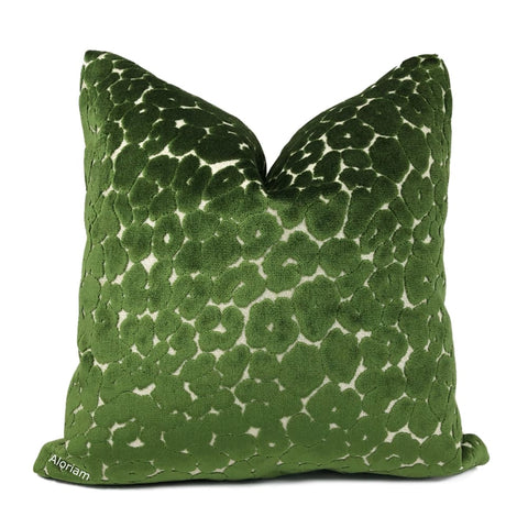 Phoebe Spinach Green Leopard Velvet Pillow Cover - Aloriam
