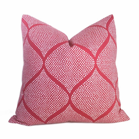 Pink White Ogee Dots Cotton Print Pillow Cover