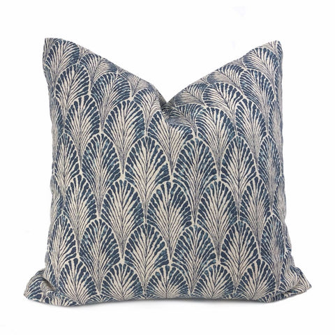 Plume Marine Blue Beige Pillow Cover (Made from Lacefield Designs fabric) - Aloriam