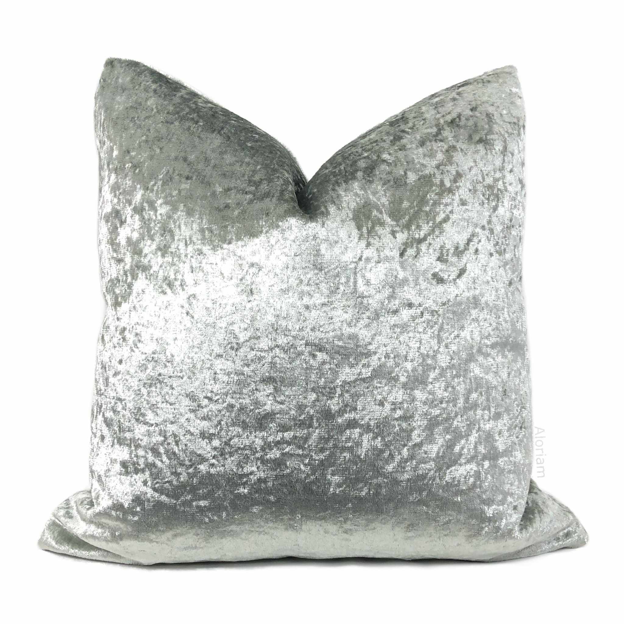 Polaris Silver Gray Crushed Velvet Pillow Cover