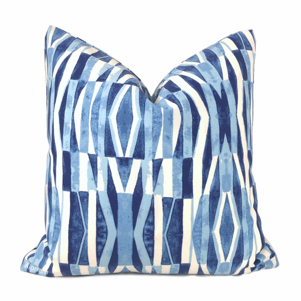 Positano Blue White Indoor Outdoor Pillow Cover - Aloriam