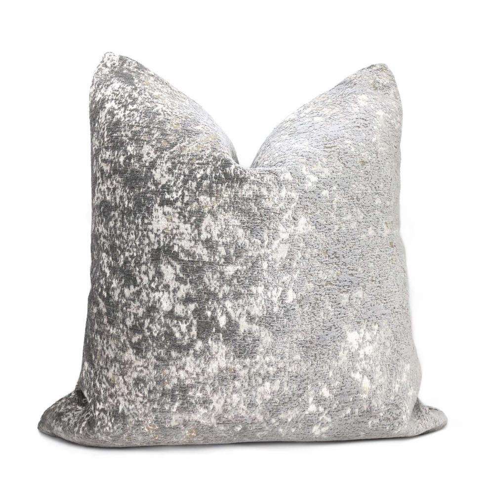 Ainsley Dove Gray Silver Patina Abstract Texture Pillow Cover