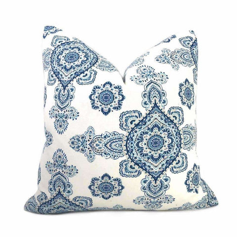 Alyssa Blue White Taupe Paisley Medallion Pillow Cover Cushion Pillow Case Euro Sham 16x16 18x18 20x20 22x22 24x24 26x26 28x28 Lumbar Pillow 12x18 12x20 12x24 14x20 16x26 by Aloriam