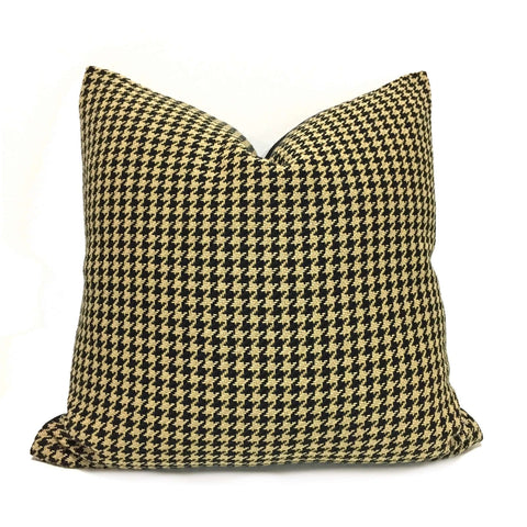 Ralph Lauren Cambrook Ebony Black Tan Houndstooth Pattern Pillow Cover by Aloriam