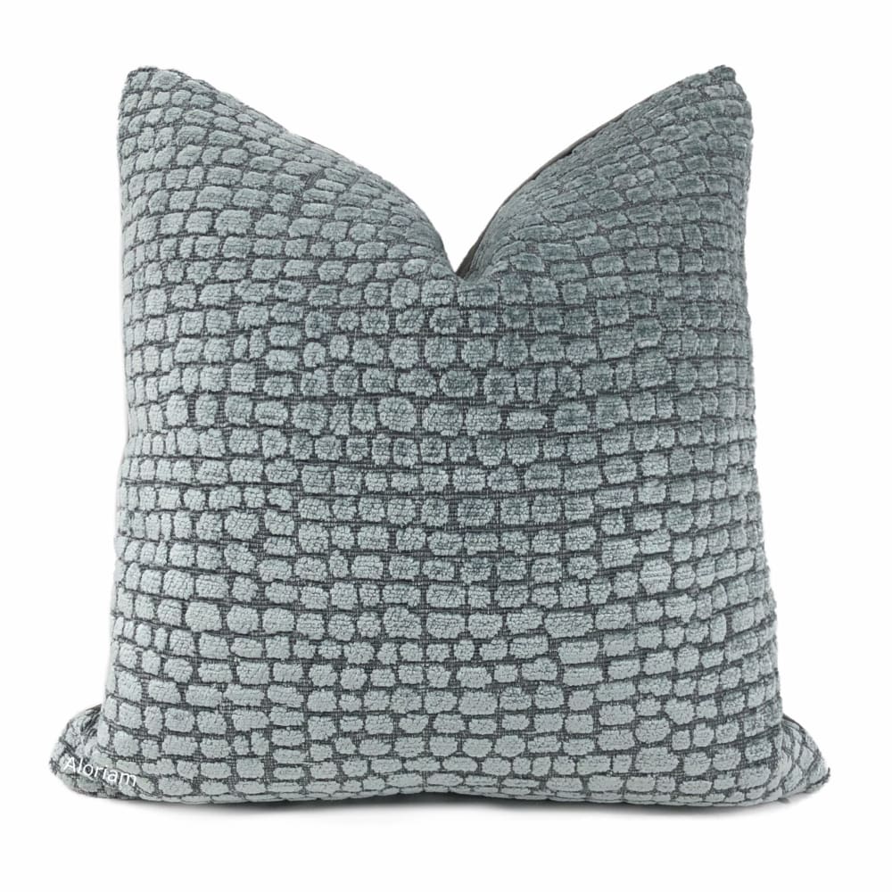 Ramsey Mineral Blue Pebble Texture Chenille Pillow Cover - Aloriam