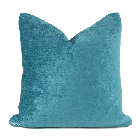 Raphael Turquoise Blue Chenille Pillow Cover - Aloriam