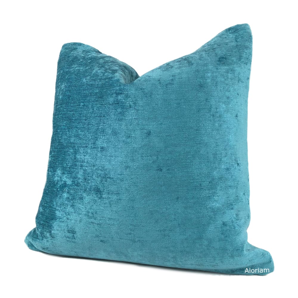 Raphael Turquoise Blue Chenille Pillow Cover - Aloriam