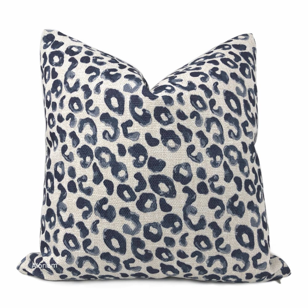 Rex Navy Blue Leopard Print Pillow Cover - Aloriam