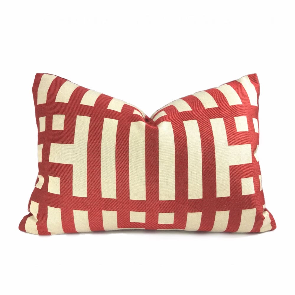 Rialto Red Beige Geometric Lattice Pillow Cover - Aloriam