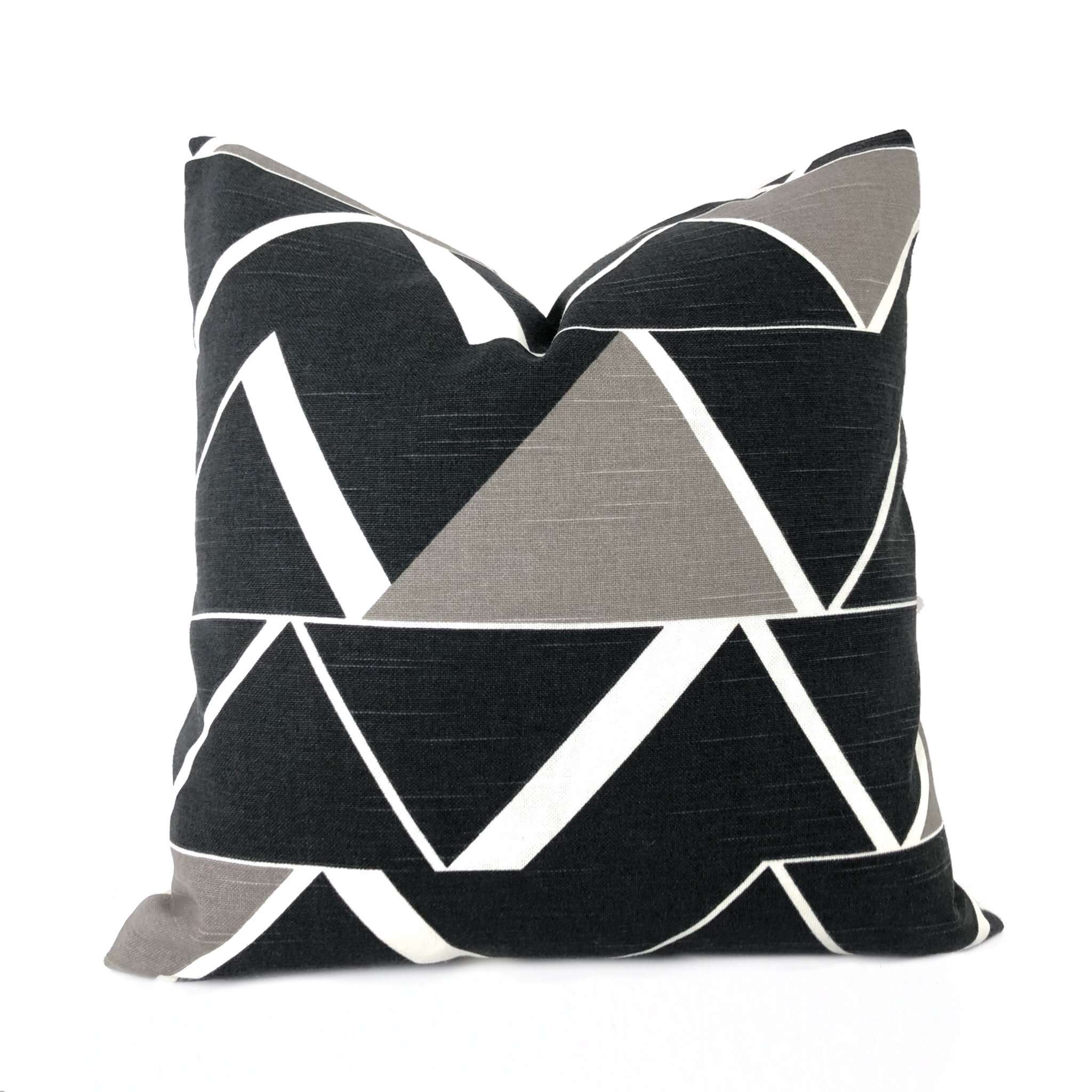 Riverton Modern Geometric Charcoal Gray White Taupe Pillow Cover