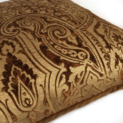 Robert Allen Beacon Hill Gilt Paisley Gold Brown Italian Velvet Pillow Cover Cushion Pillow Case Euro Sham 16x16 18x18 20x20 22x22 24x24 26x26 28x28 Lumbar Pillow 12x18 12x20 12x24 14x20 16x26 by Aloriam