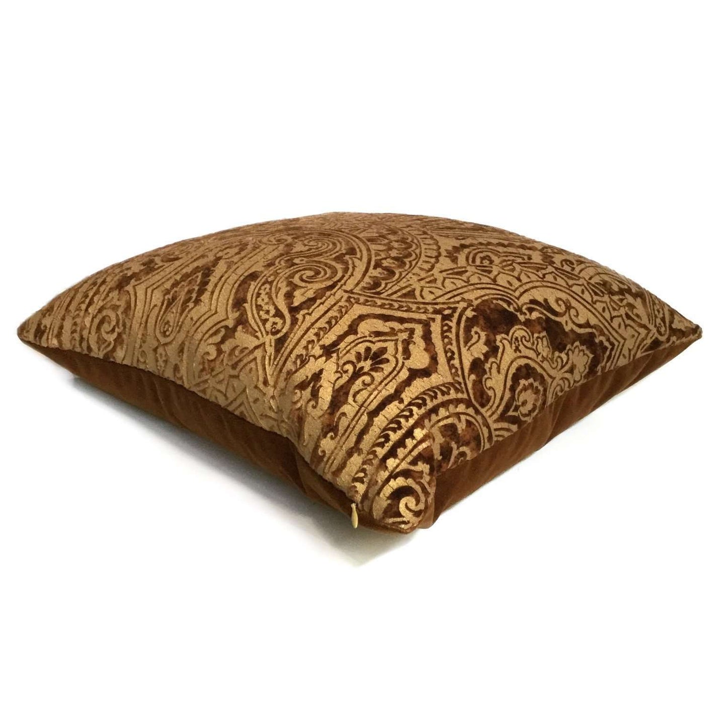Robert Allen Beacon Hill Gilt Paisley Gold Brown Italian Velvet Pillow Cover Cushion Pillow Case Euro Sham 16x16 18x18 20x20 22x22 24x24 26x26 28x28 Lumbar Pillow 12x18 12x20 12x24 14x20 16x26 by Aloriam