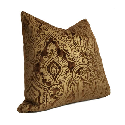 Robert Allen Beacon Hill Gilt Paisley Gold Brown Italian Velvet Pillow Cover Cushion Pillow Case Euro Sham 16x16 18x18 20x20 22x22 24x24 26x26 28x28 Lumbar Pillow 12x18 12x20 12x24 14x20 16x26 by Aloriam