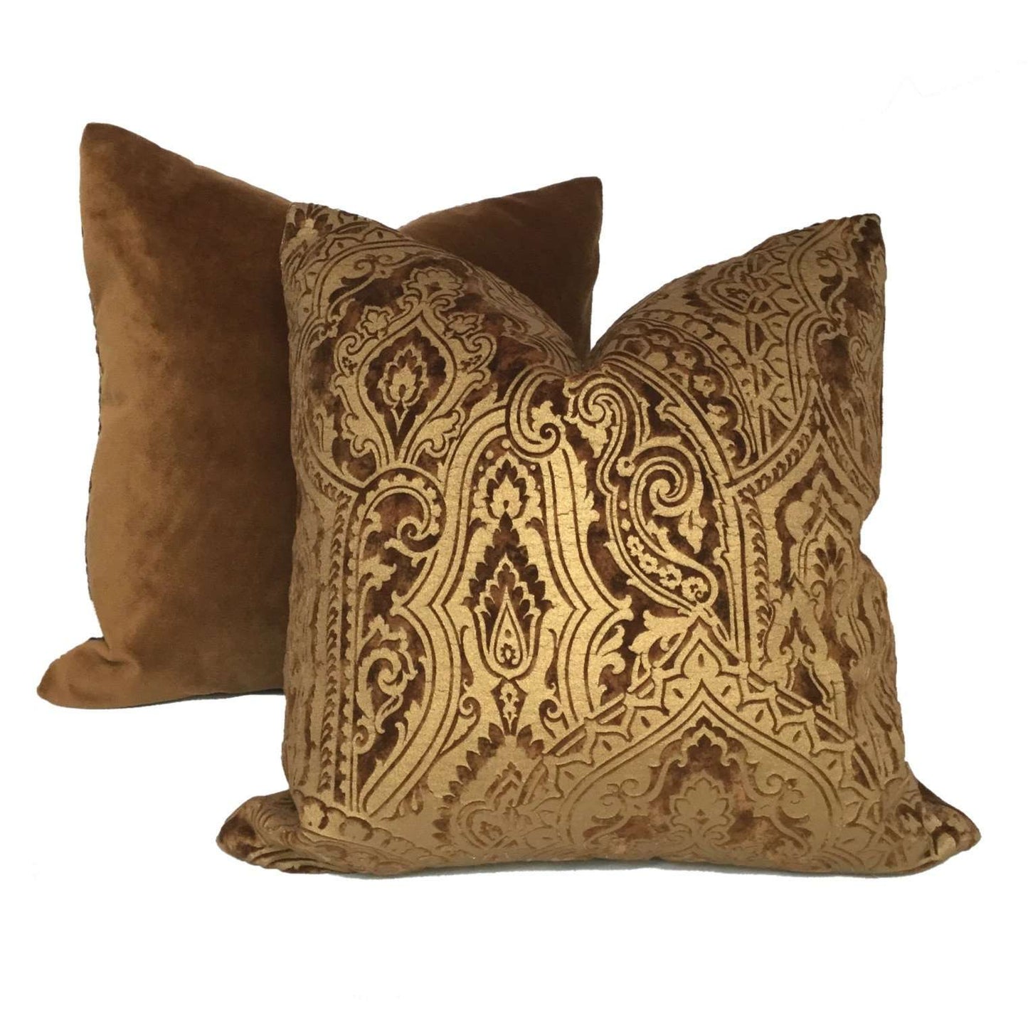 Robert Allen Beacon Hill Gilt Paisley Gold Brown Italian Velvet Pillow Cover Cushion Pillow Case Euro Sham 16x16 18x18 20x20 22x22 24x24 26x26 28x28 Lumbar Pillow 12x18 12x20 12x24 14x20 16x26 by Aloriam