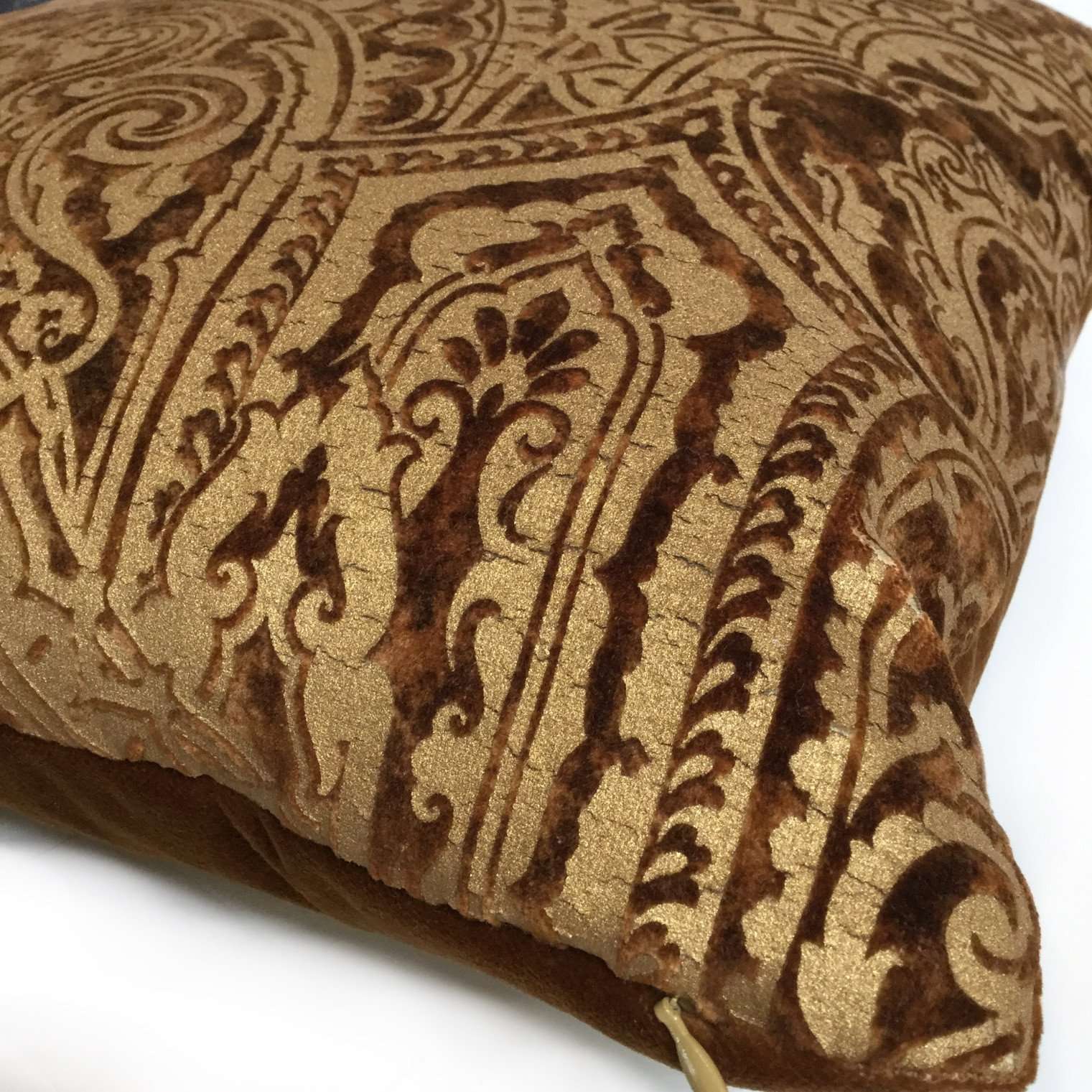 Robert Allen Beacon Hill Gilt Paisley Gold Brown Italian Velvet Pillow Cover Cushion Pillow Case Euro Sham 16x16 18x18 20x20 22x22 24x24 26x26 28x28 Lumbar Pillow 12x18 12x20 12x24 14x20 16x26 by Aloriam
