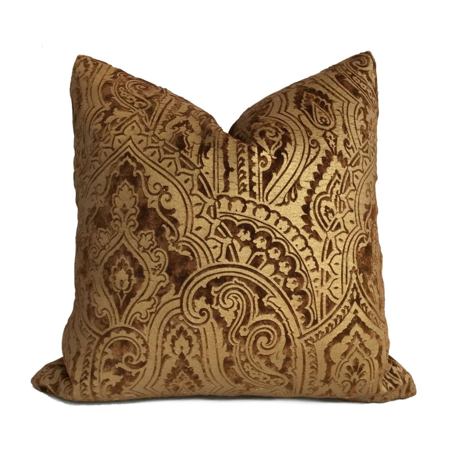 Robert Allen Beacon Hill Gilt Paisley Gold Brown Italian Velvet Pillow Cover Cushion Pillow Case Euro Sham 16x16 18x18 20x20 22x22 24x24 26x26 28x28 Lumbar Pillow 12x18 12x20 12x24 14x20 16x26 by Aloriam