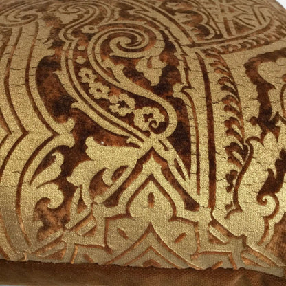 Robert Allen Beacon Hill Gilt Paisley Gold Brown Italian Velvet Pillow Cover Cushion Pillow Case Euro Sham 16x16 18x18 20x20 22x22 24x24 26x26 28x28 Lumbar Pillow 12x18 12x20 12x24 14x20 16x26 by Aloriam