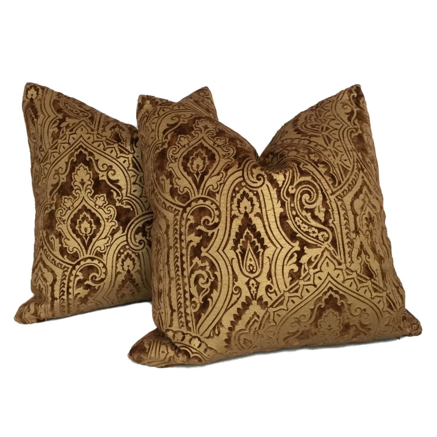 Robert Allen Beacon Hill Gilt Paisley Gold Brown Italian Velvet Pillow Cover Cushion Pillow Case Euro Sham 16x16 18x18 20x20 22x22 24x24 26x26 28x28 Lumbar Pillow 12x18 12x20 12x24 14x20 16x26 by Aloriam