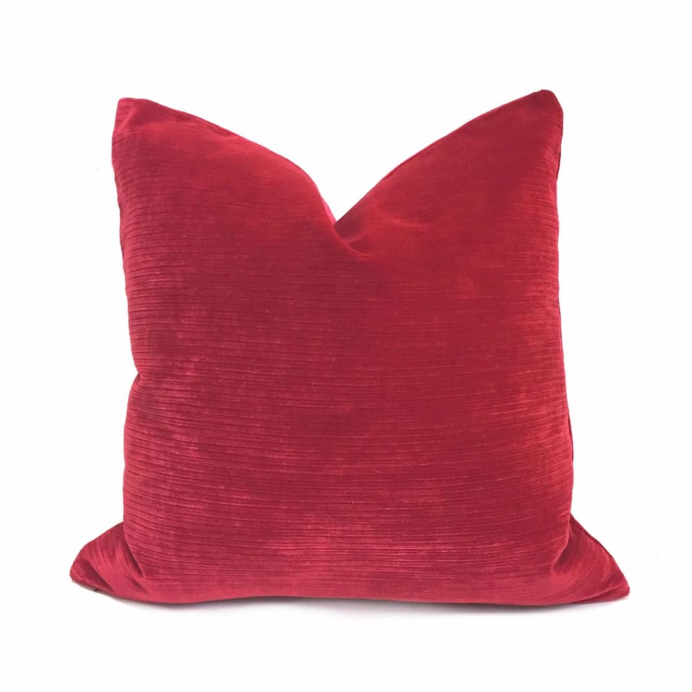 Robert Allen Cherry Red Soft Textured Italian Velvet Pillow Cover