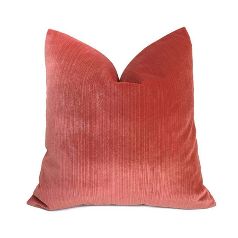 Robert Allen Coral Reef Pink Plush Strie Velvet Pillow Cover