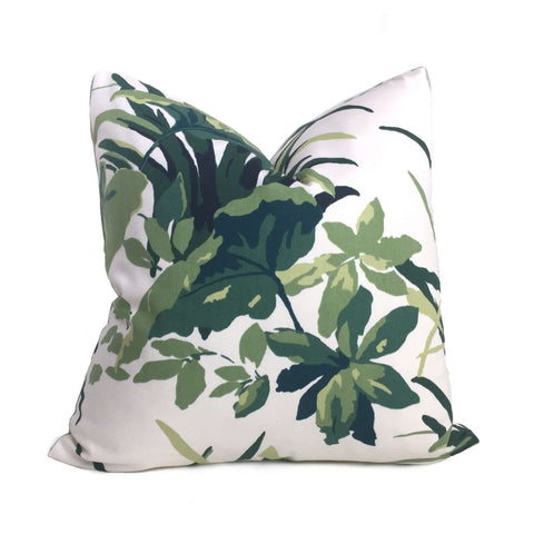 Robert Allen Madcap Cottage Bermuda Bay Palm Green White Botanical Pillow Cover by Aloriam