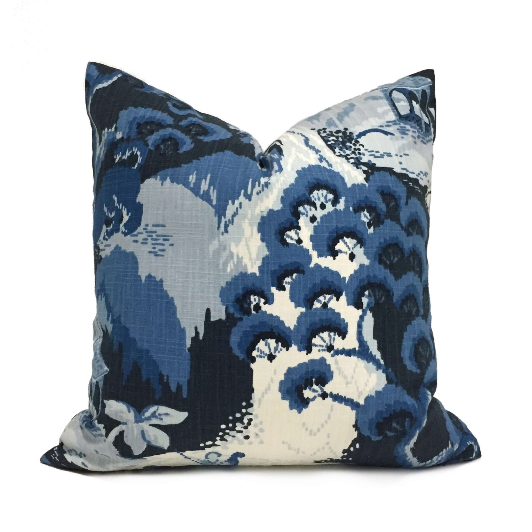 Robert Allen Madcap Cottage Road to Canton Blue Chinoiserie Asian Pillow Cover Cushion Pillow Case Euro Sham 16x16 18x18 20x20 22x22 24x24 26x26 28x28 Lumbar Pillow 12x18 12x20 12x24 14x20 16x26 by Aloriam