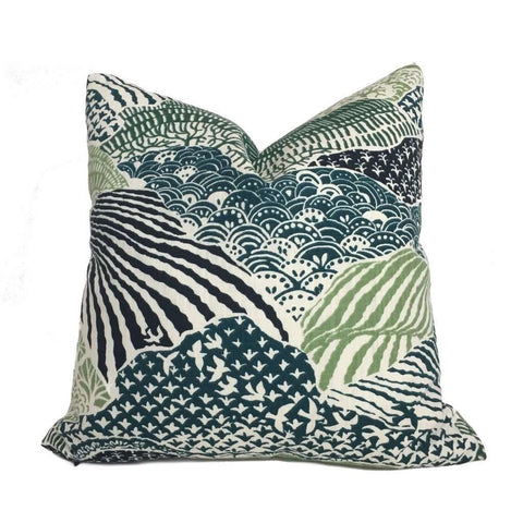 Robert Allen Madcap Cottage Windsor Park Palm Green White Pillow Cover by Aloriam