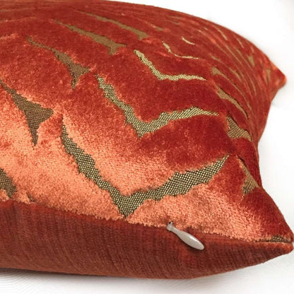 Robert Allen Magnetism Fire Opal Burnt Orange Italian Cut Velvet Pillow Cover by Aloriam