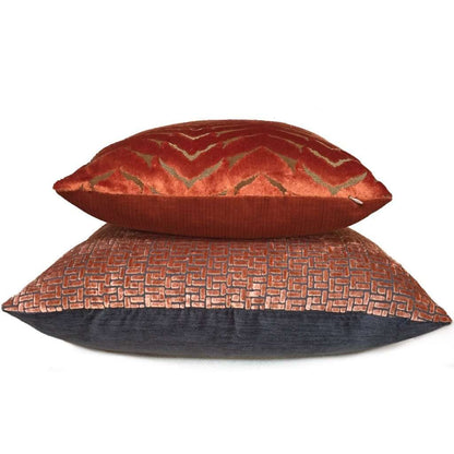Robert Allen Magnetism Fire Opal Burnt Orange Italian Cut Velvet Pillow Cover by Aloriam