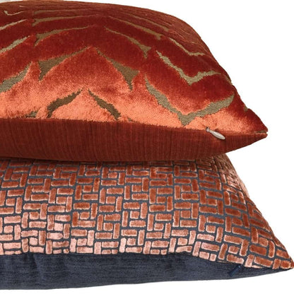 Robert Allen Magnetism Fire Opal Burnt Orange Italian Cut Velvet Pillow Cover by Aloriam