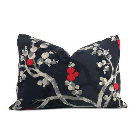 Robert Allen Masami Onyx Cherry Blossom Floral Designer Pillow Cushion Cover Cushion Pillow Case Euro Sham 16x16 18x18 20x20 22x22 24x24 26x26 28x28 Lumbar Pillow 12x18 12x20 12x24 14x20 16x26 by Aloriam