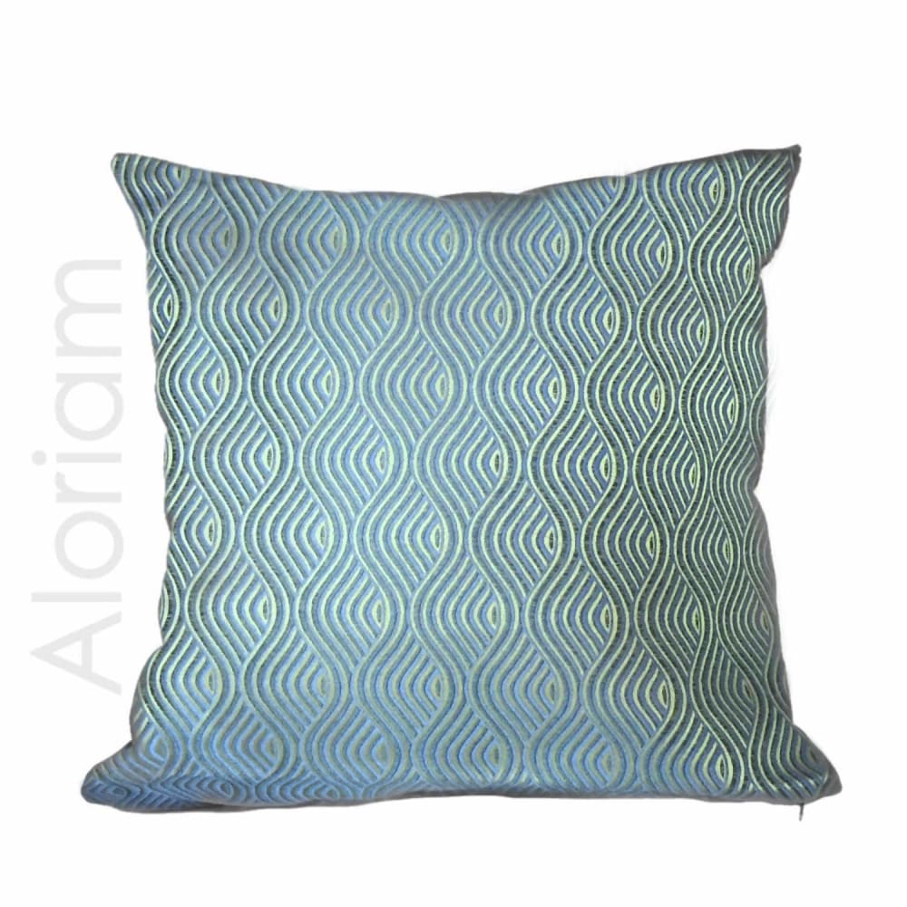 Robert Allen Nouveau Wave Blue Green Gold Pillow Cushion Cover - Aloriam