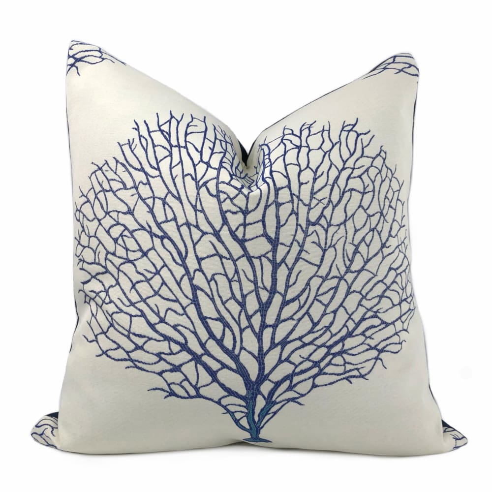 Robert Allen Tree Branch Cobalt Blue White Botanical Motif Pillow Cushion Cover - Aloriam