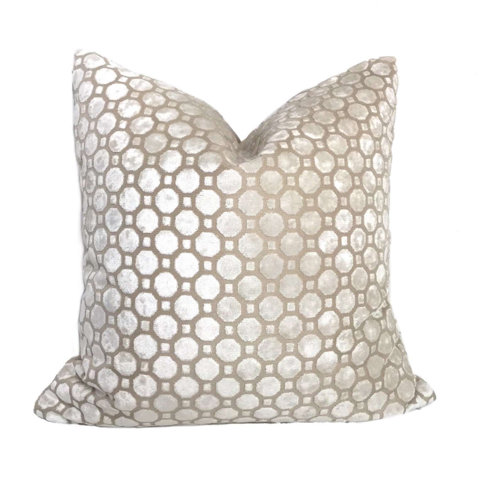 Robert Allen Velvet Geo Pearl White Pillow Cushion Cover Cushion Pillow Case Euro Sham 16x16 18x18 20x20 22x22 24x24 26x26 28x28 Lumbar Pillow 12x18 12x20 12x24 14x20 16x26 by Aloriam